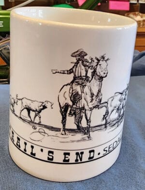 White Ceramic Mug- At Trails End